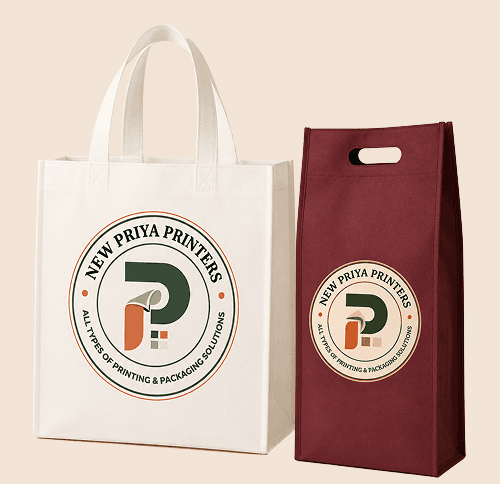 Custom printed non woven bags with New Priya Printers branding