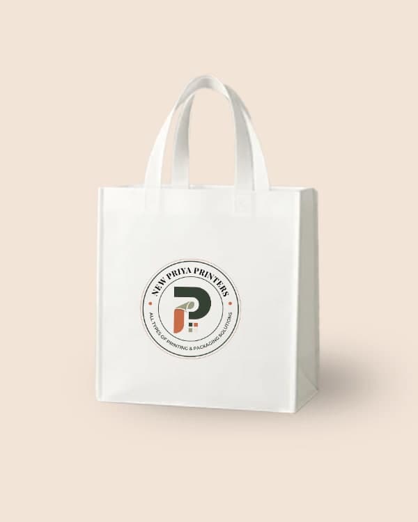 White D cut non woven bag with loop handles
