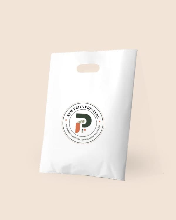 White non woven handle bag with die-cut handle