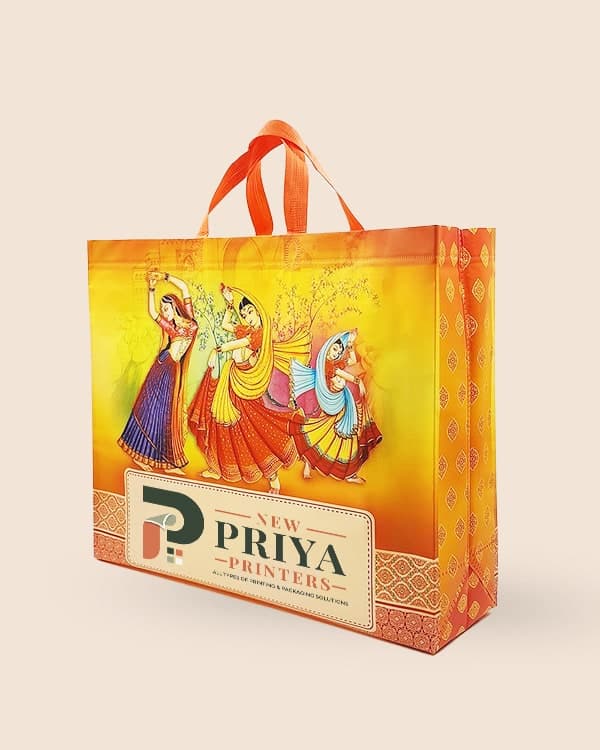 Full colour printed non woven bag with Rajasthani artwork
