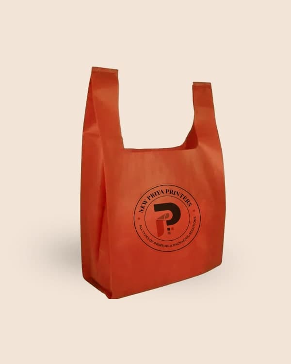 Orange U cut non woven carry bag