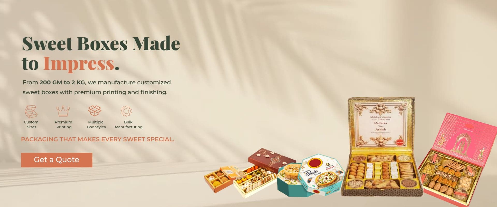 Sweet boxes made to impress – customized sweet box manufacturing from 250 gm to 2 kg