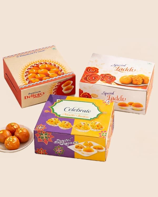 Printed 250 gm sweet boxes for laddu and mithai